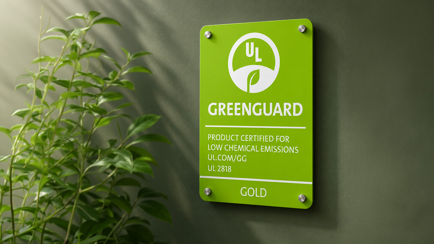 Greenguardlogo på skilt